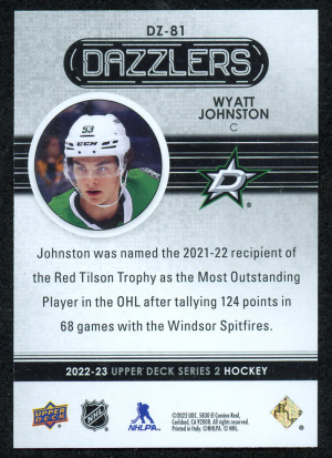2022-23 Upper Deck Dazzlers Blue #DZ81 Wyatt Johnston back